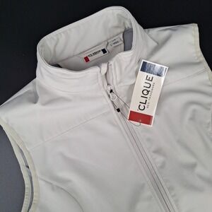 Clique Womens Golf Full Zip Vest Zip Pockets Mock Neck Fog Size L New Tags